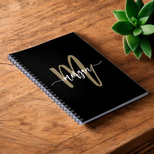 Black Gold Monogram Professional Office Notebook