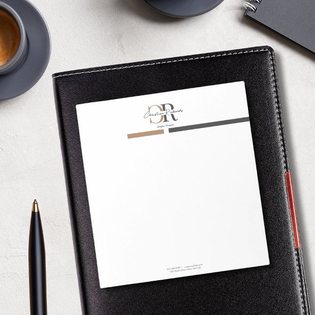 Black Gold Monogram Simple Modern Notepad (Creator Uploaded)
