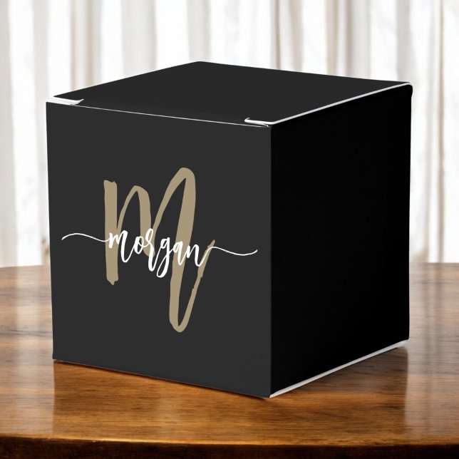 Black Gold Monogram Stylish Modern  Favour Box (Creator Uploaded)