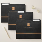 Black gold monogrammed modern elegant chic