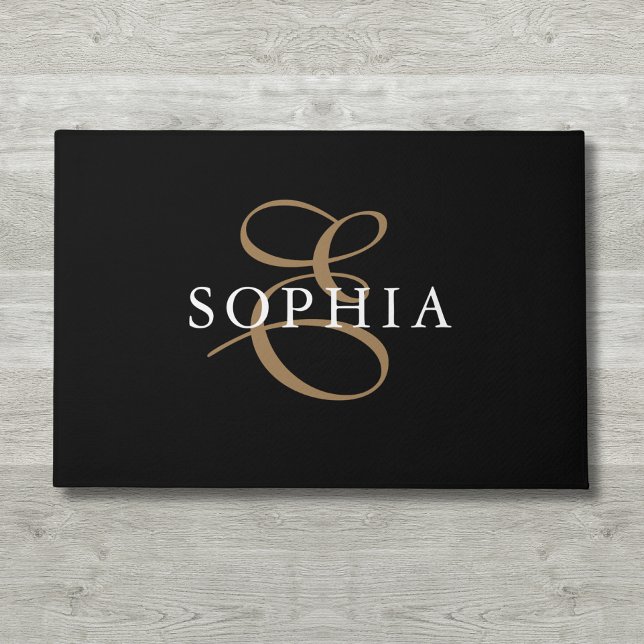 Black gold monogrammed personalised doormat (Creator Uploaded)