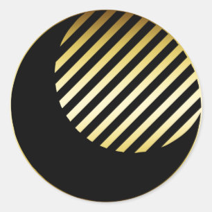 BLACK & GOLD MOON CLASSIC ROUND STICKER