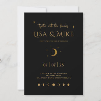 Black & Gold Moon Phases Invitation