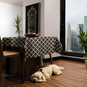 Black & Gold Moroccan Pattern Tablecloth