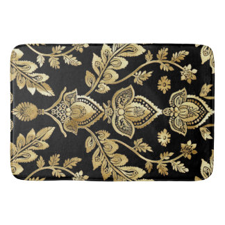 Black & Gold Motif Bath Mat