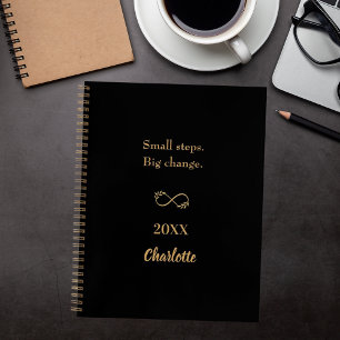 Black gold motivational quote notebook