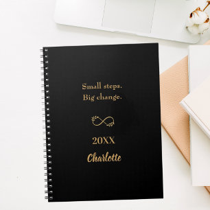 Black gold motivational quote notebook