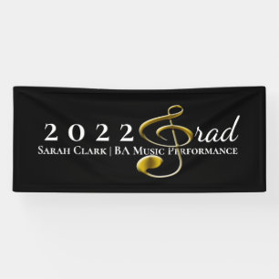 Black Gold Music Graduation Treble Clef Customised Banner