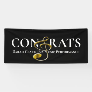 Black Gold Music Graduation Treble Clef Customised Banner