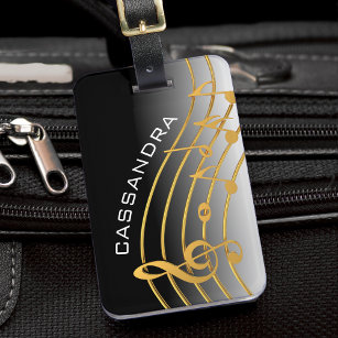 Black & Gold Music Note Scale Luggage Tag