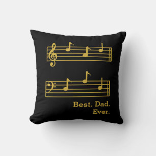 BLACK GOLD MUSIC NOTES BEST DAD EVER TREBLE BASS CUSHION