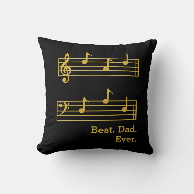 BLACK GOLD MUSIC NOTES BEST DAD EVER TREBLE BASS CUSHION (Front)
