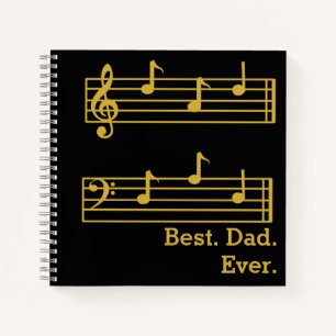 BLACK GOLD MUSIC NOTES BEST DAD EVER TREBLE BASS  NOTEBOOK