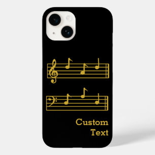 BLACK GOLD MUSIC NOTES BEST DAD TEXT TREBLE BASS  Case-Mate iPhone 14 CASE