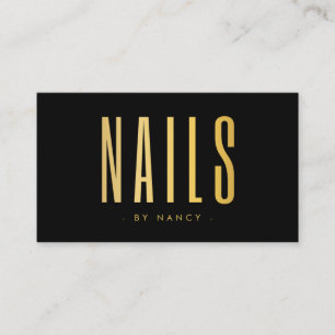 Black & Gold Nail Artist Nails Minimalist Business Card