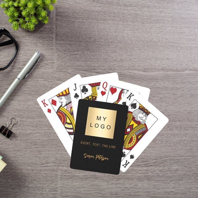 Black gold name signature business logo playing cards (Creator Uploaded)