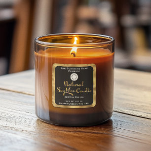 Black & gold natural soy wax candle label w logo