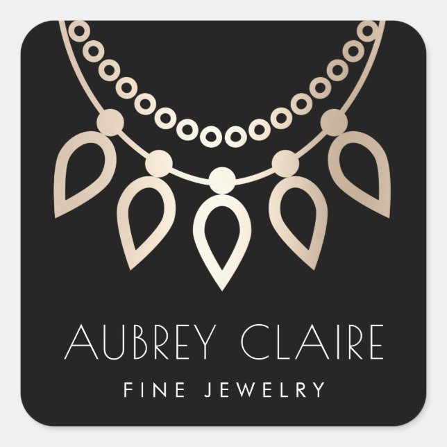 Black & Gold Necklace | Jeweller Logo Square Sticker (Front)