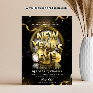 Black & Gold New Year's Eve Club Party  Flyer