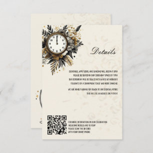 Black & Gold New Years Eve QR Details Enclosure Card