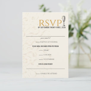 Black & Gold New Years Eve Wedding RSVP Card