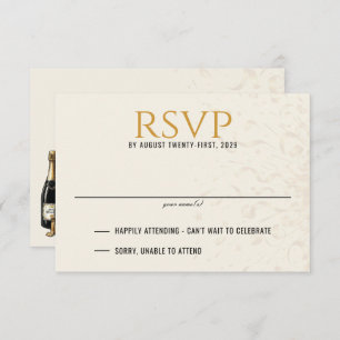 Black & Gold New Years Eve Wedding RSVP Card