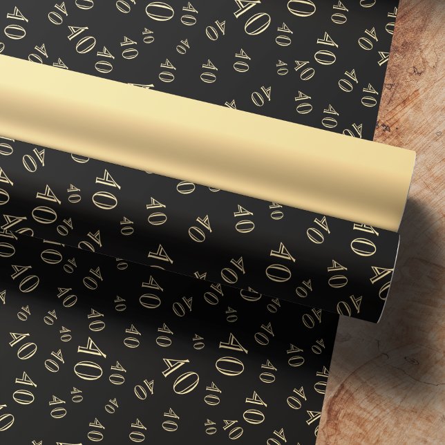 Black Gold Number Collage 40th Birthday Wrapping Paper (Creator Uploaded)