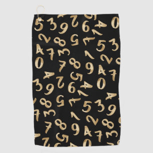 Black Gold Numbers Luxury Pattern Chic Accountant Golf Towel