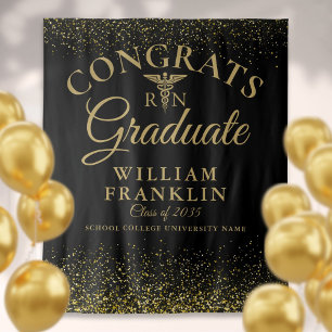 Black Gold Nurse School Graduation Photo Backdrop Tapestry