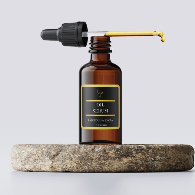 Black & Gold Oil Serum Label Sticker (Creator Uploaded)