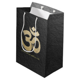 Black & Gold OM Symbol YOGA Meditation Instructor Medium Gift Bag