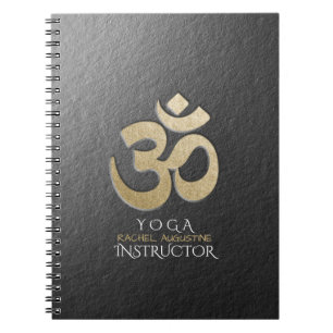 Black & Gold OM Symbol YOGA Meditation Instructor Notebook