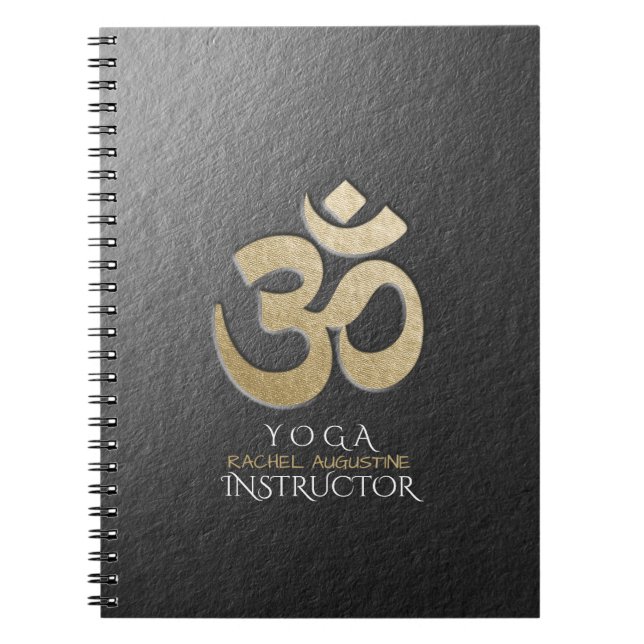 Black & Gold OM Symbol YOGA Meditation Instructor Notebook (Front)