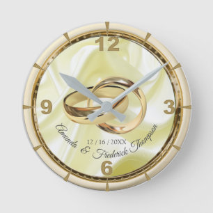 Black &Gold on Champagne Silk Wedding Gift Clock