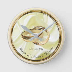 Black &Gold on Champagne Silk Wedding Gift Clock