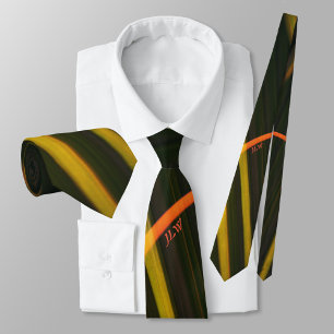 Black Gold Orange Modern Streaks Personalised Tie