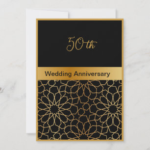 black gold ornament 50th wedding anniversary card