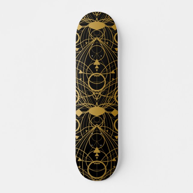 Black Gold Ornaments Skateboard (Front)