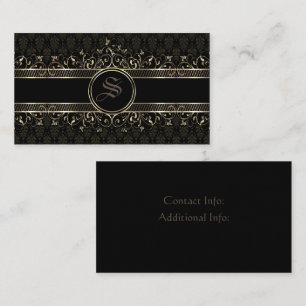 Black & Gold Ornate Gothic Monogrammed  Business Card