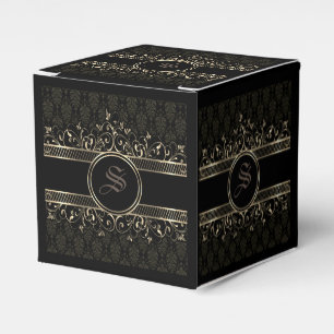 Black & Gold Ornate Gothic Monogrammed  Favour Box