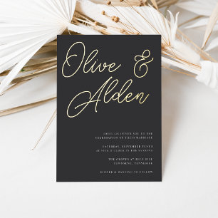 Black & Gold Oversized Script Wedding
