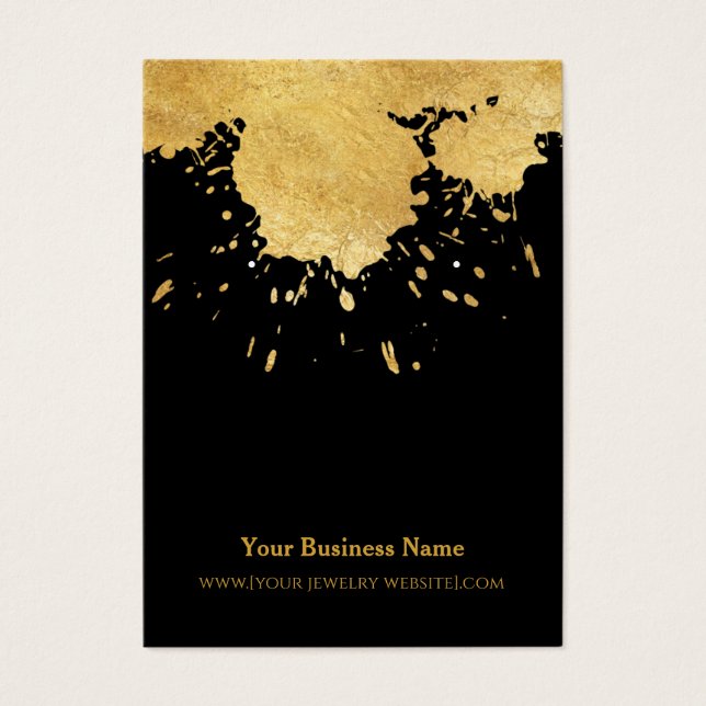 Black Gold Paint Splash Earring Display Card (Front)