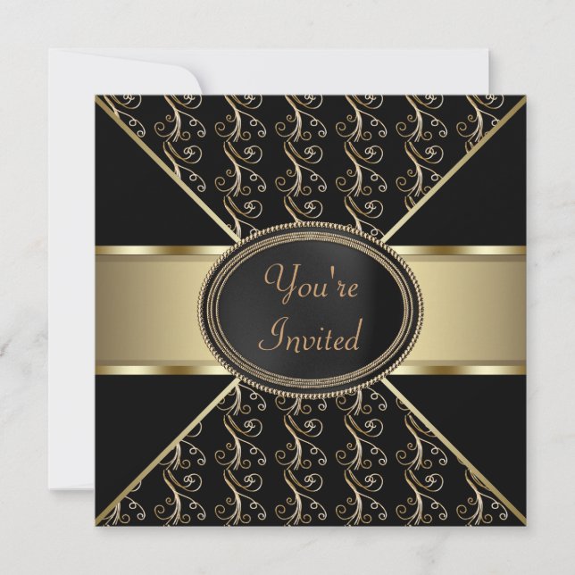 Black Gold Party Invitation (Front)