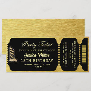 Black & Gold Party Ticket Invitation