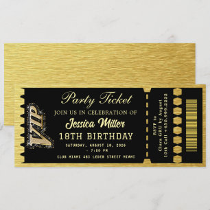 Black & Gold Party Ticket Invitation