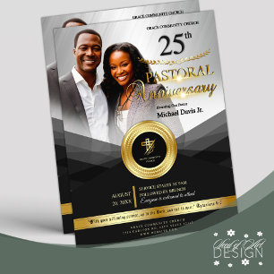 Black & Gold Pastoral Anniversary Church Event Flyer