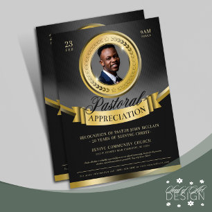 Black & Gold Pastoral Appreciation Recognition Flyer