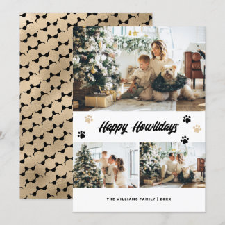 Black Gold Paws Photo Happy Howlidays Holiday Card