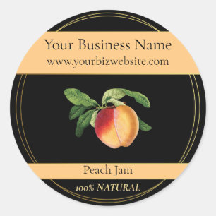 Black & Gold Peach Jam Product Label