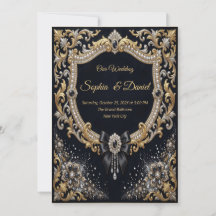 Black Gold Pearl Diamond Bow Luxury Formal
